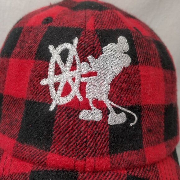 Doodlebug Boutique Steamboat Willie Mickey Mouse Cap Hat Buffalo Plaid Flannel - Picture 2 of 16